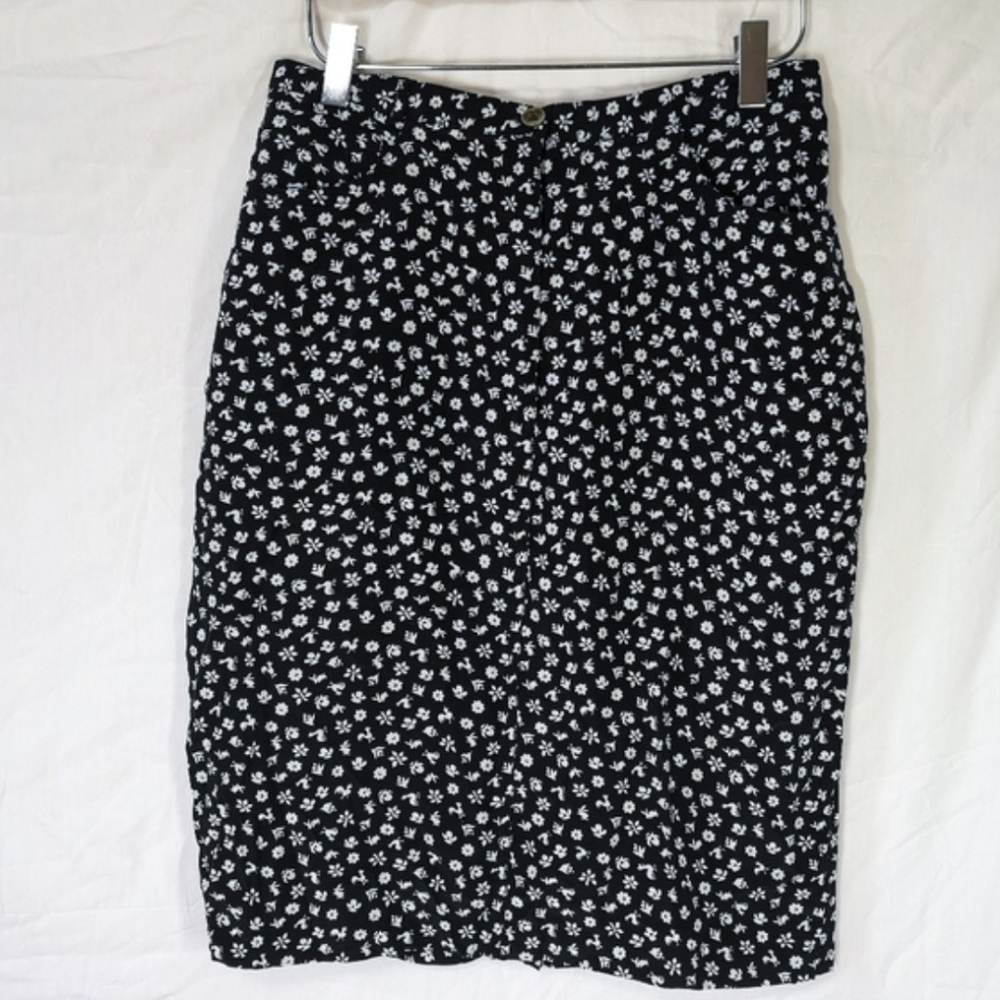 Vintage Adrienne Vittadini 100% Silk Ditsy Floral Skirt